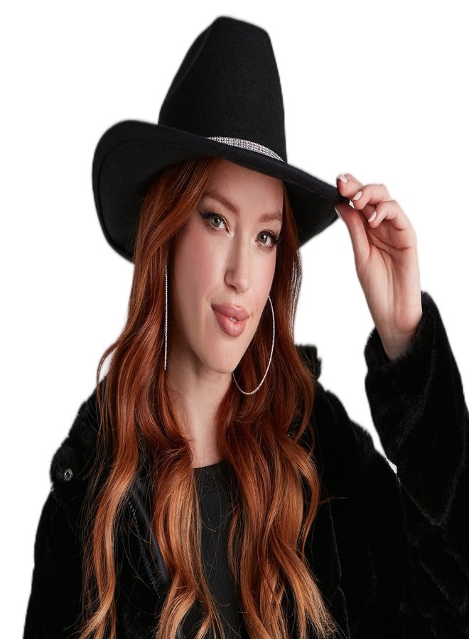 CXQRR Glitter Silver Black Cowboy Hats for Women - Western Sparkly Rhinestone Cowgirl Hat for Ladies - Image 5